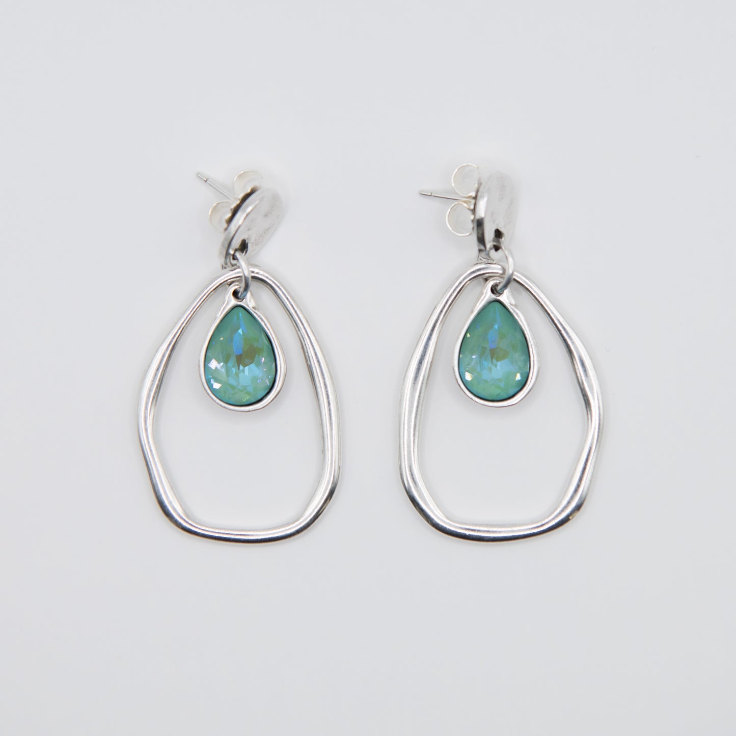 Aretes Violeta Plateado Turquesa