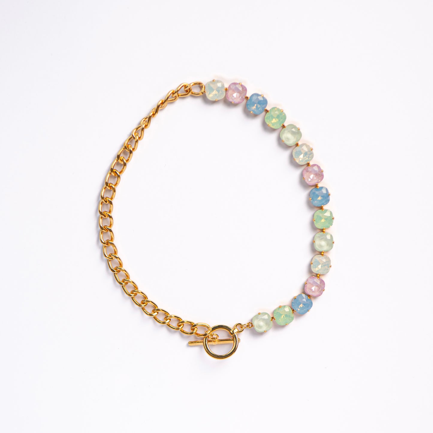 Collar Mitad Cadena y Cristales Candy