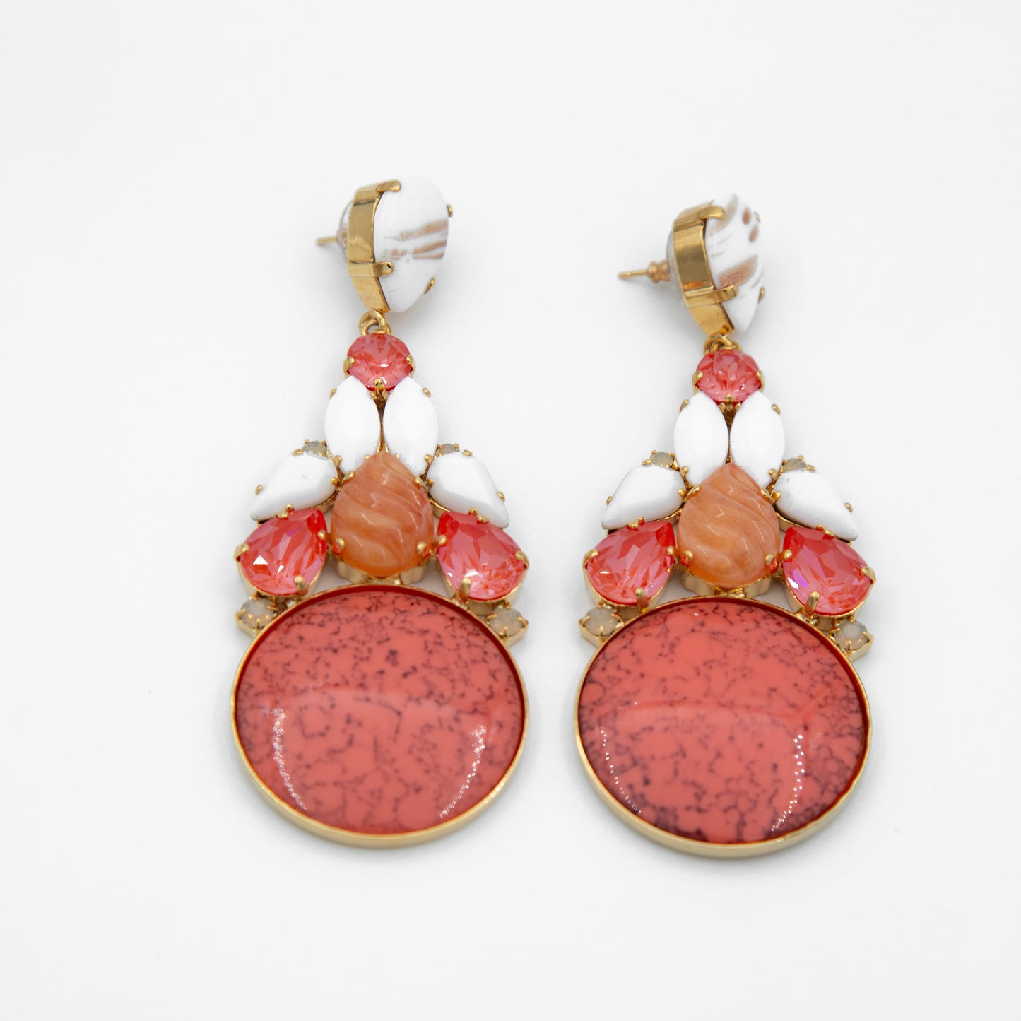 Aretes Dione Rosa y Blanco