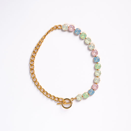 Collar Mitad Cadena y Cristales Candy