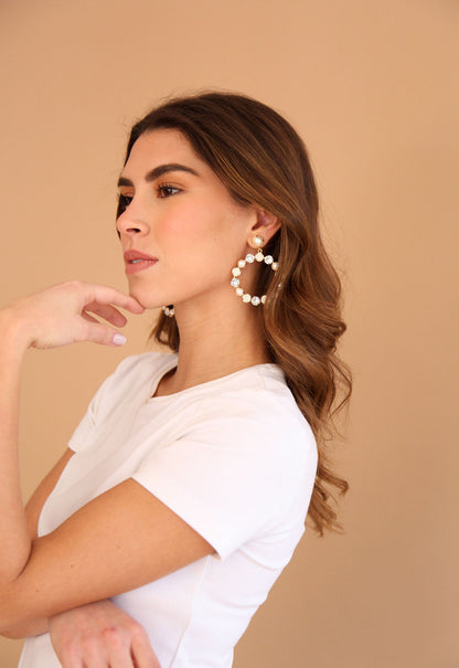 Aretes Audrey Perlas y Cristales