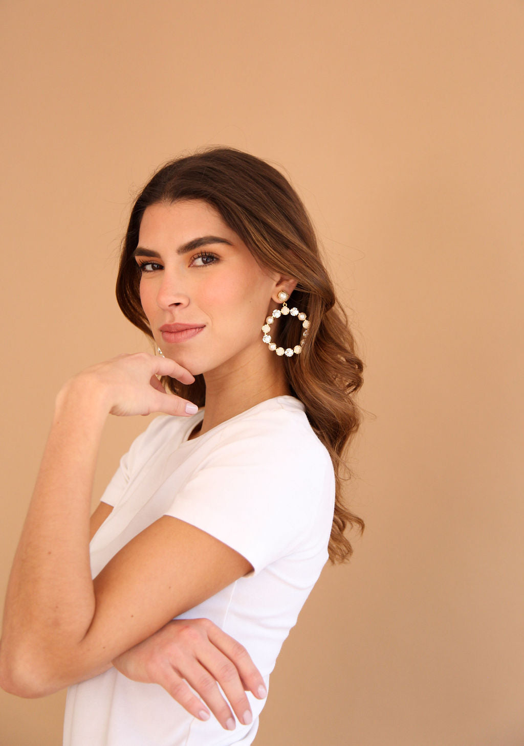 Aretes Audrey Perlas y Cristales