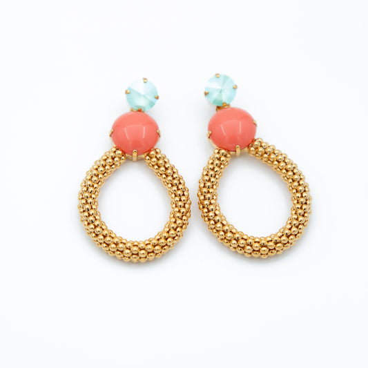 Aretes Gaia Turquesa y Rosa