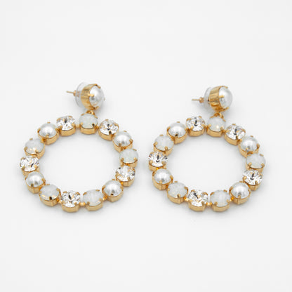Aretes Audrey Perlas y Cristales