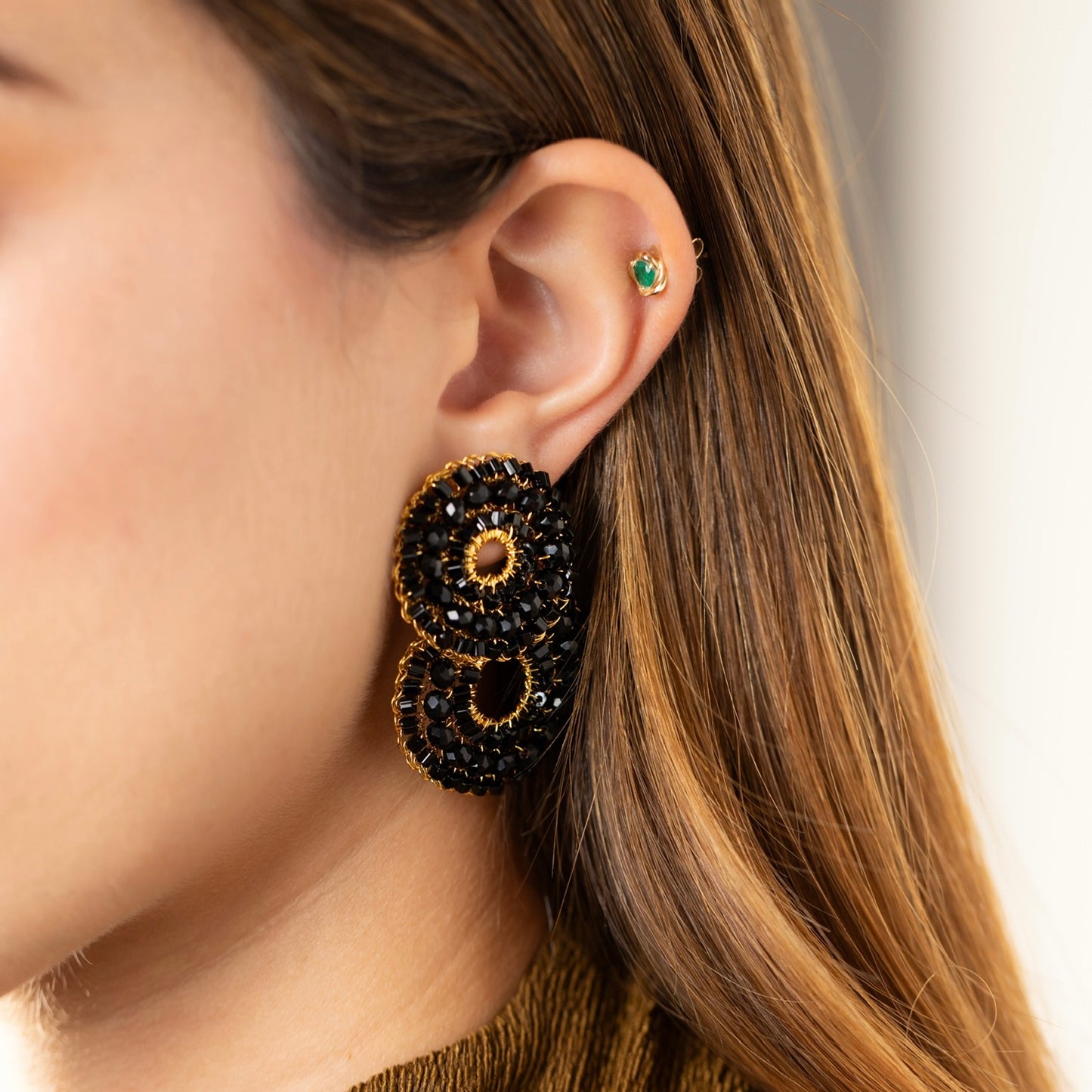 Aretes Perlas Negro
